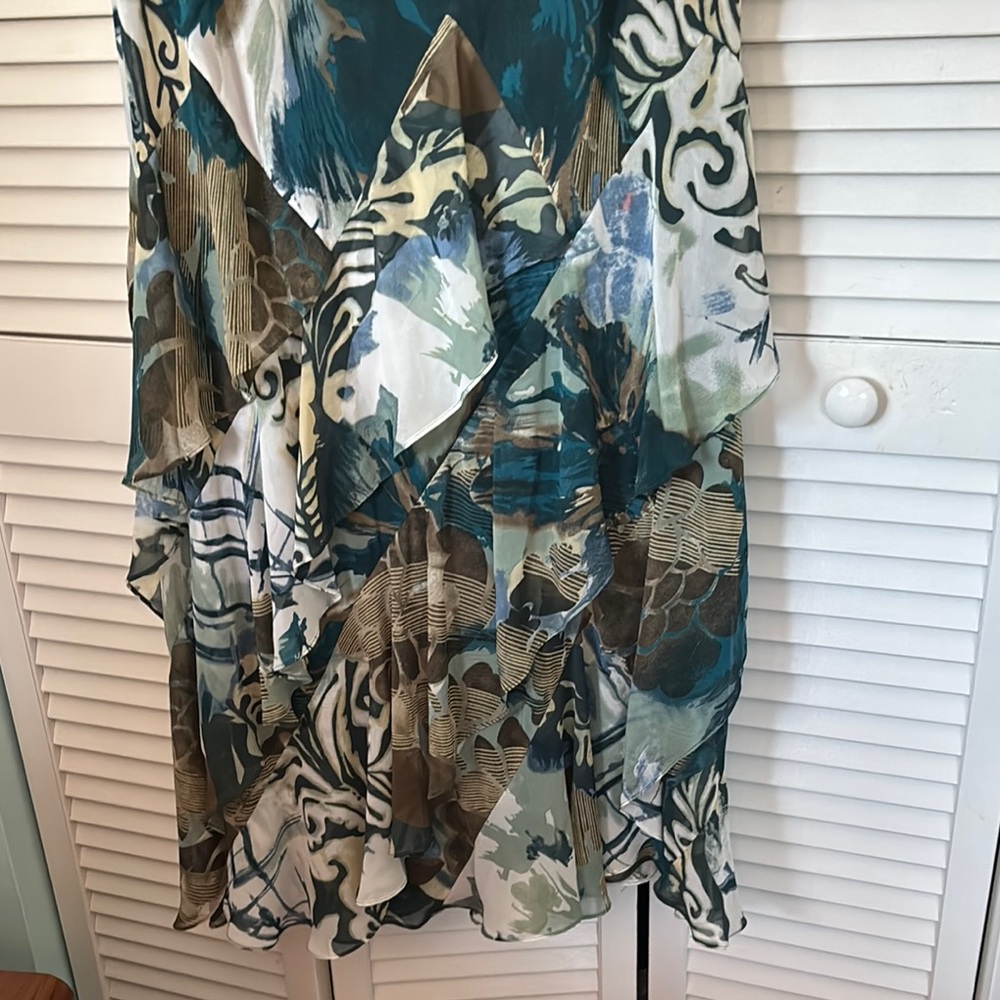 Robbie Bee Teal, Cream & Brown Floral Maxi Dress - Picture 4 of 6